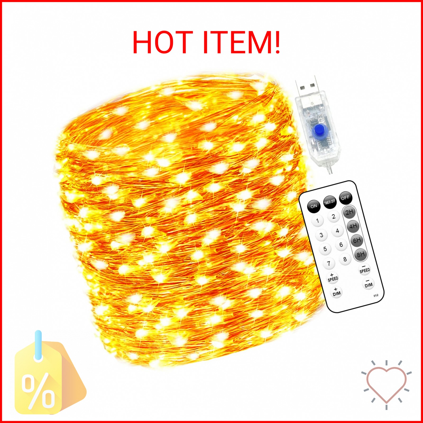 Fairy Lights Plug in 66FT 200 LED USB Twinkle Lights for Bedroom Copper Wire Lig gallery
