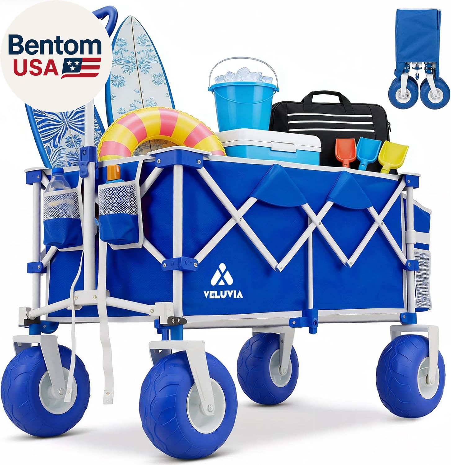 Beach Wagon with Big Wheels - 400LBS Heavy Duty Foldable All Terrain Cart with 9 gallery