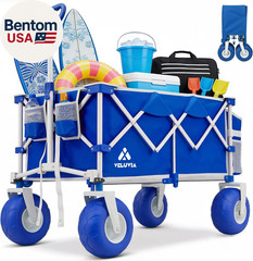 Beach Wagon with Big Wheels – 400LBS Heavy Duty Foldable All Terrain Cart with 9