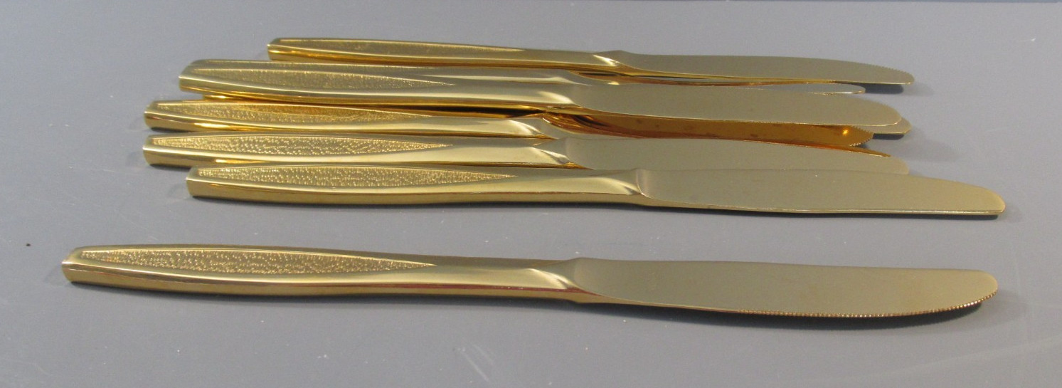 8 Piece Custom Design Gold Electroplate Stainless Steel "Knives" - Japan gallery