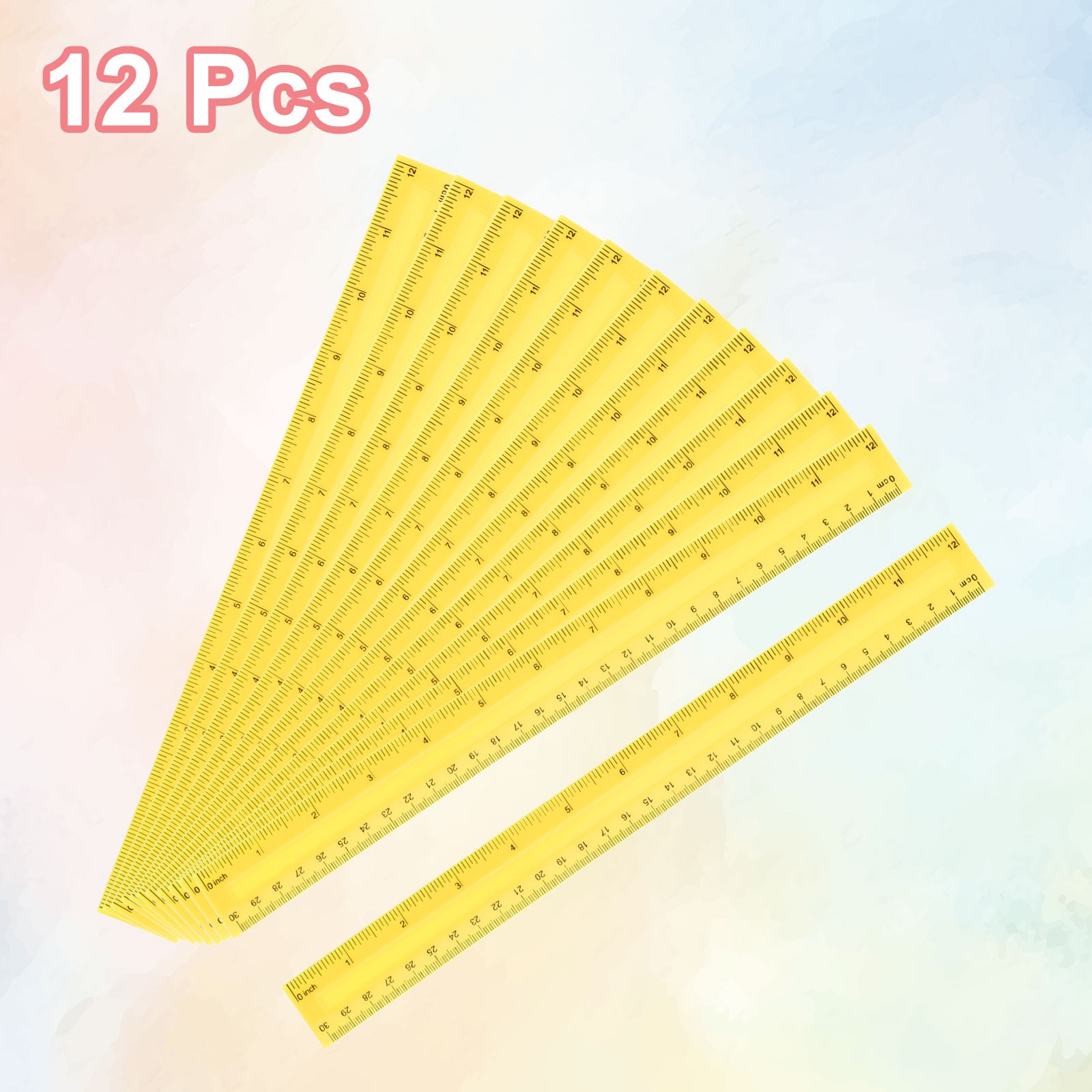 12pcs Plastic Rulers 12" (30cm) Clear Straight Ruler, Yellow gallery
