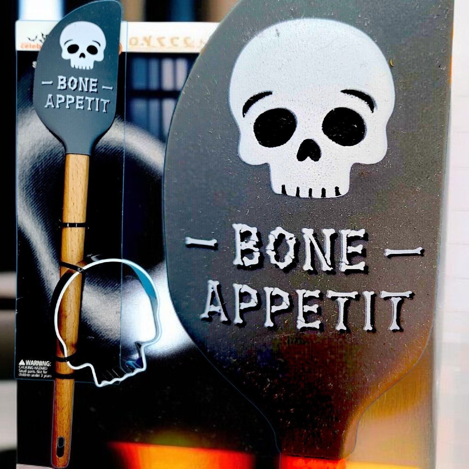 Halloween Skull Spatula & Cookie Cutter Set Bone Appetit Gothic Home 2 PC gallery