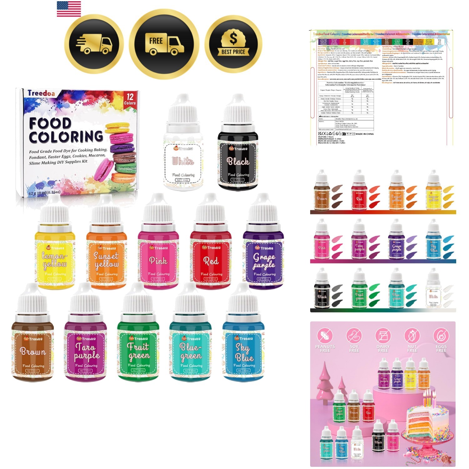Food Coloring Liquid Set,12 Colors x10ml Food Grade Vibrant Food Dye Concentr... gallery