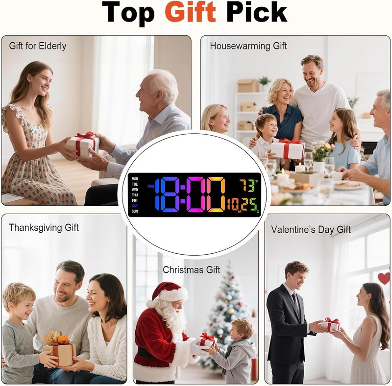 "Large Digital Wall Clock with Remote Control, 12 Inch LED Large Display Count.. gallery