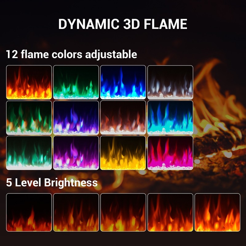 50" Electric Fireplace Insert Wall Mounted Recessed Remote 12 Flame Colors 1500W gallery