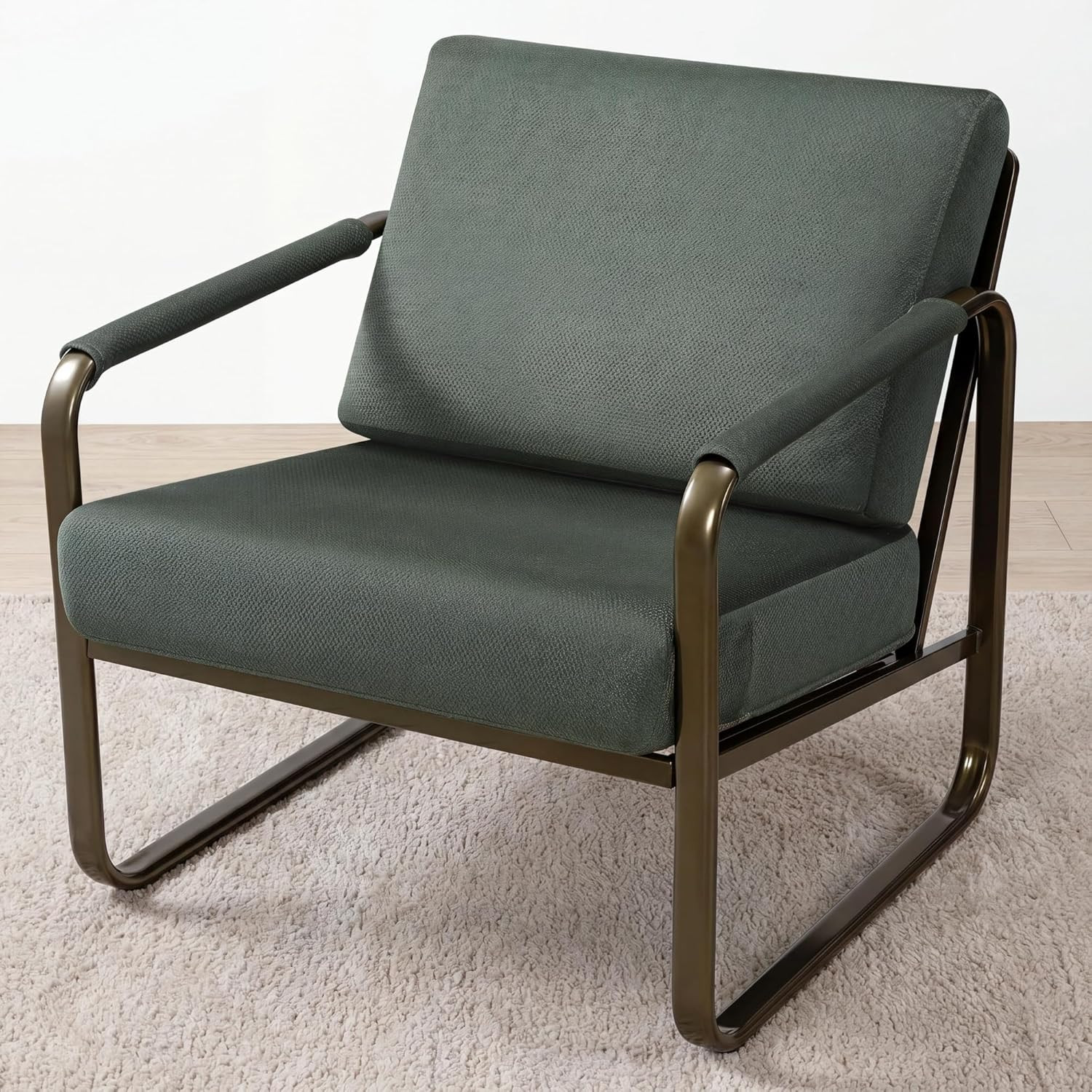 PrimeZone Mid-Century Modern Accent Chair - Comfy Fabric Living Room Chair, Loun gallery