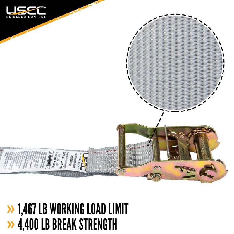 USCC 2" X 10' Endless Ratchet Straps - Gray 2PK gallery