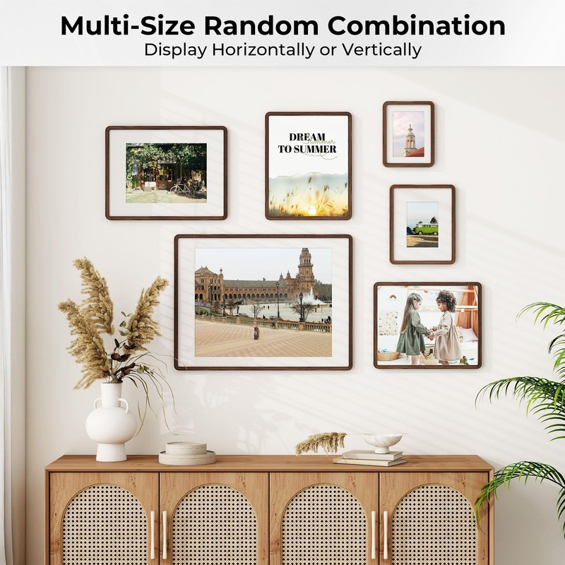 6x8 Solid Walnut Wood Picture Frames Matted to 5x7 with Tempered Glass for Wa... gallery