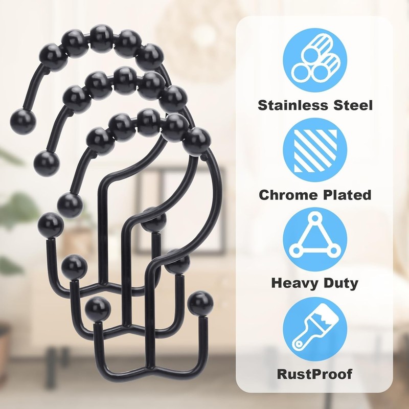12 Pack Double Sided Shower Curtain Hooks Rustproof Stainless Steel Shower Hooks gallery