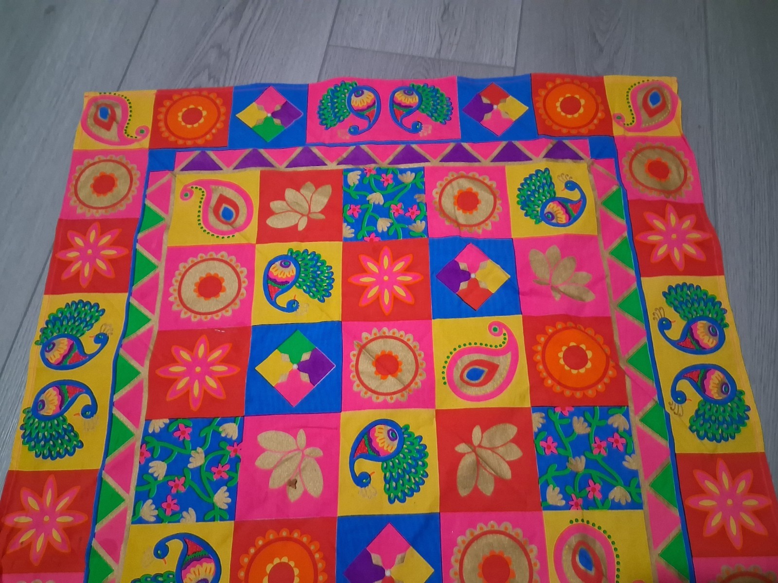 Colotlrful Table Cloth 27"in" X 27 In. Made In India. gallery