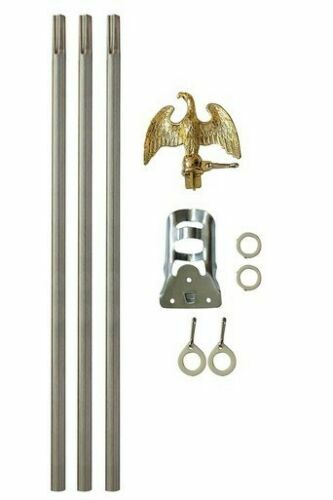 6' Ft Residential Flag Pole Kit Tangle Free No Furl Rings & Optional Flag
