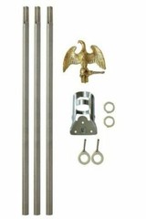 6′ Ft Residential Flag Pole Kit Tangle Free No Furl Rings & Optional Flag