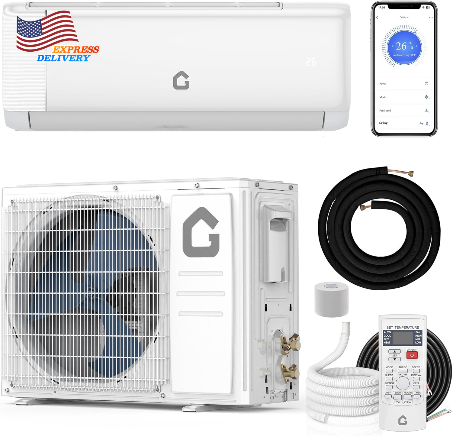 9000 BTU Mini Split AC W/Remote Control19 SEER2 Cools up to 450 Sq. Ft gallery