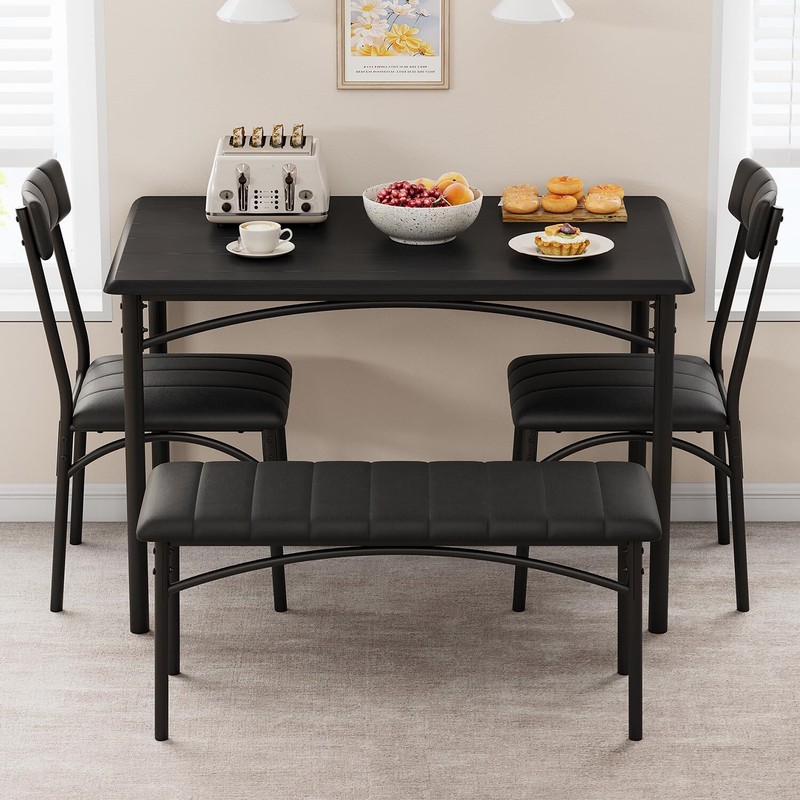 🎱Dining Table Set for 4 Kitchen Table W/Upholstered Chairs and Bench Rectangula gallery