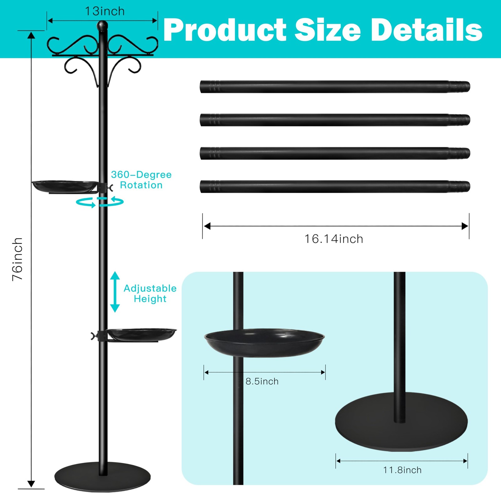76" Thicken Shepherds Hooks for Outdoor - Double Shepherd Hooks for Outside w... gallery