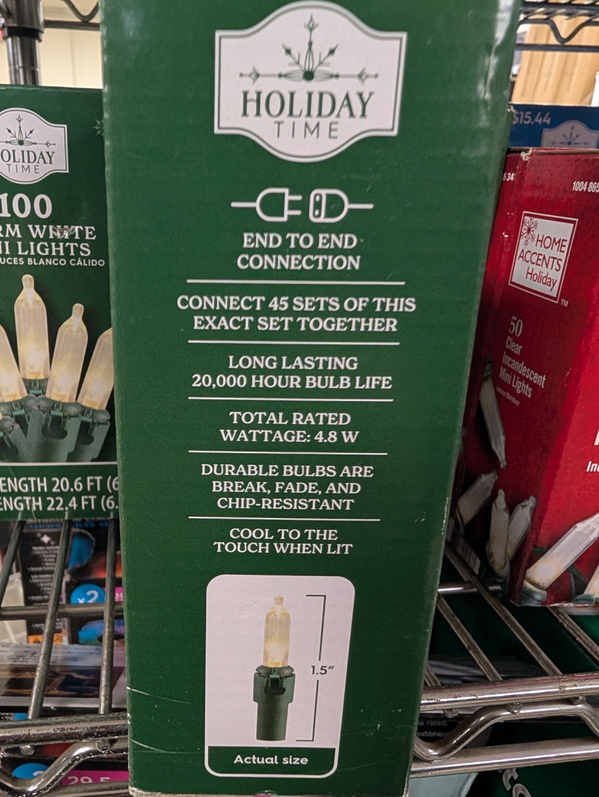 Holiday Time - 100 Warm White Mini LED Lights Green Wire Qty 2 gallery