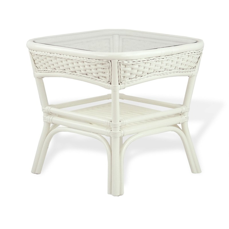 Alexa Square Coffee Table White Color Natural Rattan Wicker Handmade Design gallery