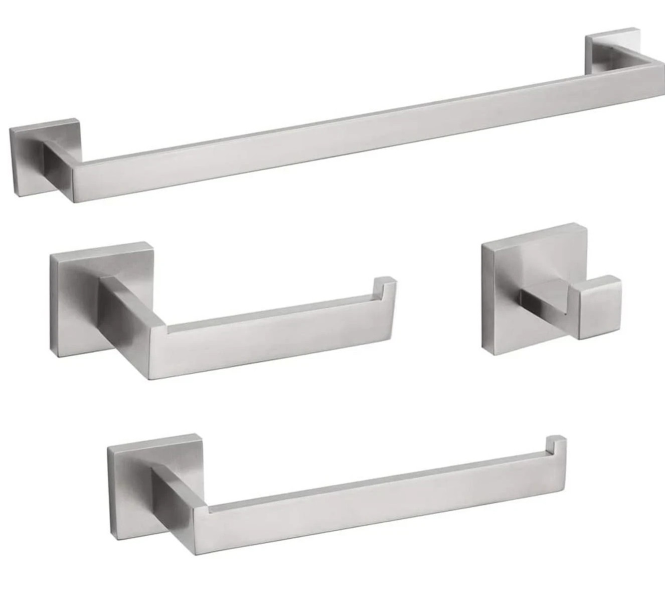4-Pieces Matte Silver Bathroom Hardware Accessories Set 24 Inch Towel Bar Towe gallery