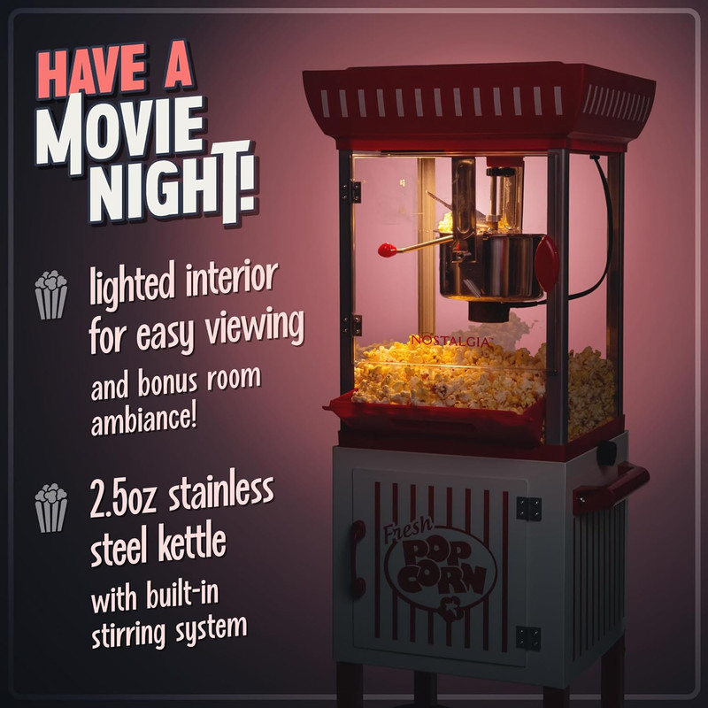 Popcorn Maker Machine - Professional Cart with 2.5 Oz Kettle Makes up to 10 Cups gallery
