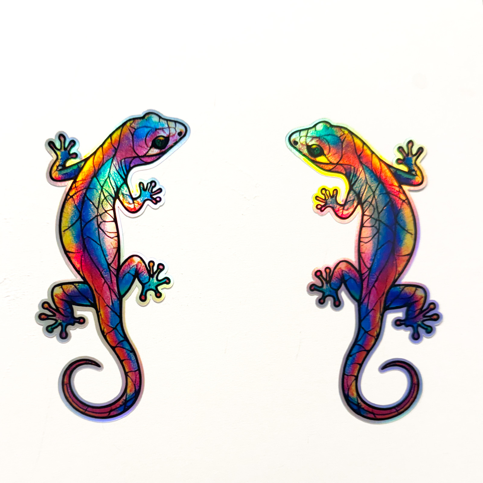 Rainbow Gecko Vinyl Sticker 2-Pack 4.8x2.5 Holographic Lizard Nature Art Decal gallery