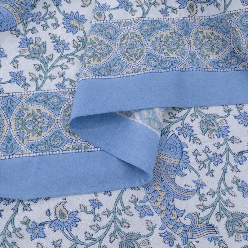Rectangle Handblock Print Tablecloth, Cotton Dining Table Cover, Boho Home Decor gallery