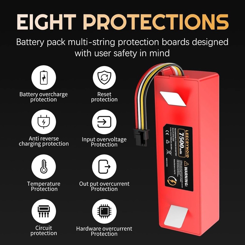 Upgraded 7500Mah 14.4V Replacement Battery for Roborock S4 S5 S6 S7 Q7 Max S50 S gallery