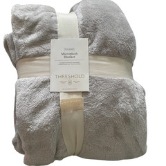 Threshold Large Microplush Blanket GRAY Full/Queen 90 in X 92 in Soft & Cozy NEW