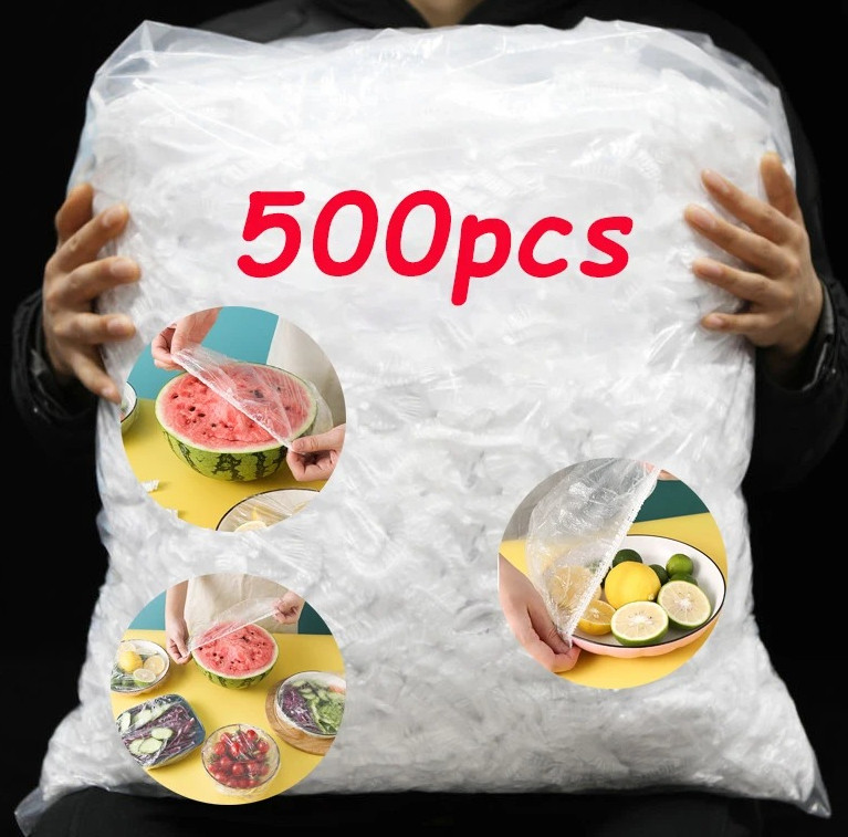 500pcs Elastic Plastic Food Covers Disposable Bowl Cup Wraps Fresh Keepers - NEW gallery