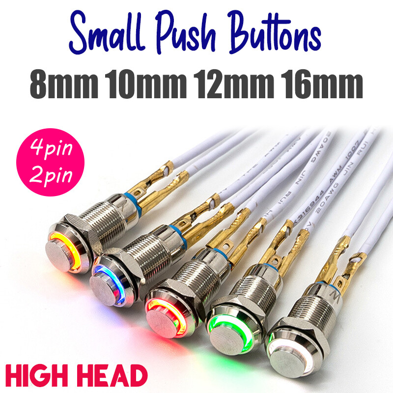 Small 8mm 10mm Metal Push Button Switch 4pin LED Latching Momentary Waterproof gallery