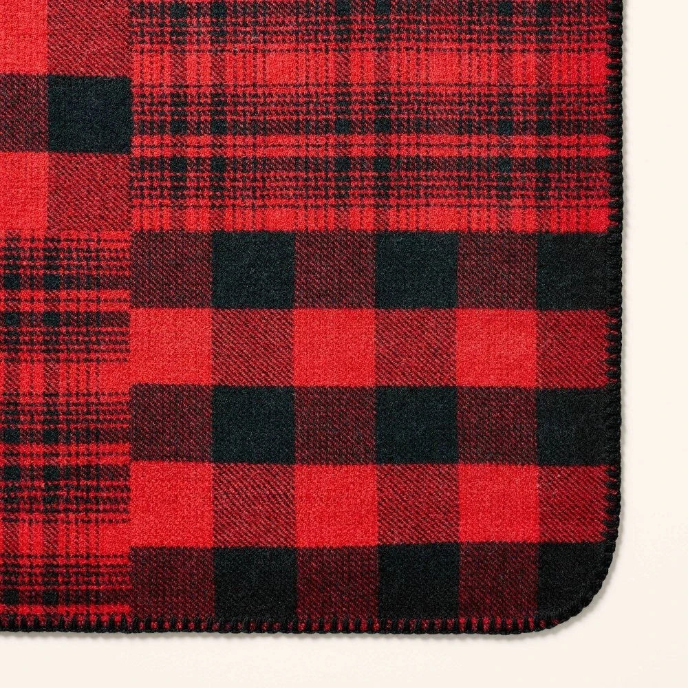 Patchwork Plaid Throw Blanket Red/Black - Woolrich, target, wool blend gallery