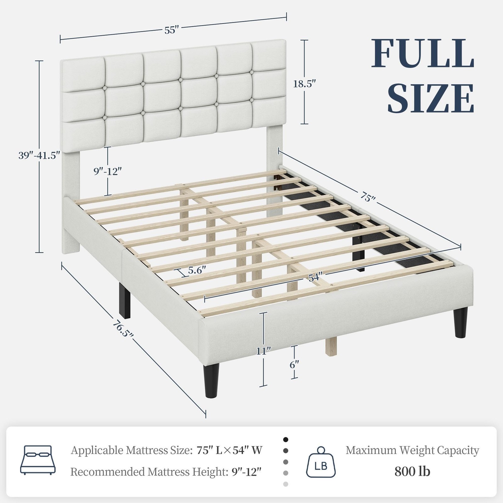 Upholstered Bed Frame, Modern Full Bed Platform,No Box Spring Needed,Full,Beige gallery