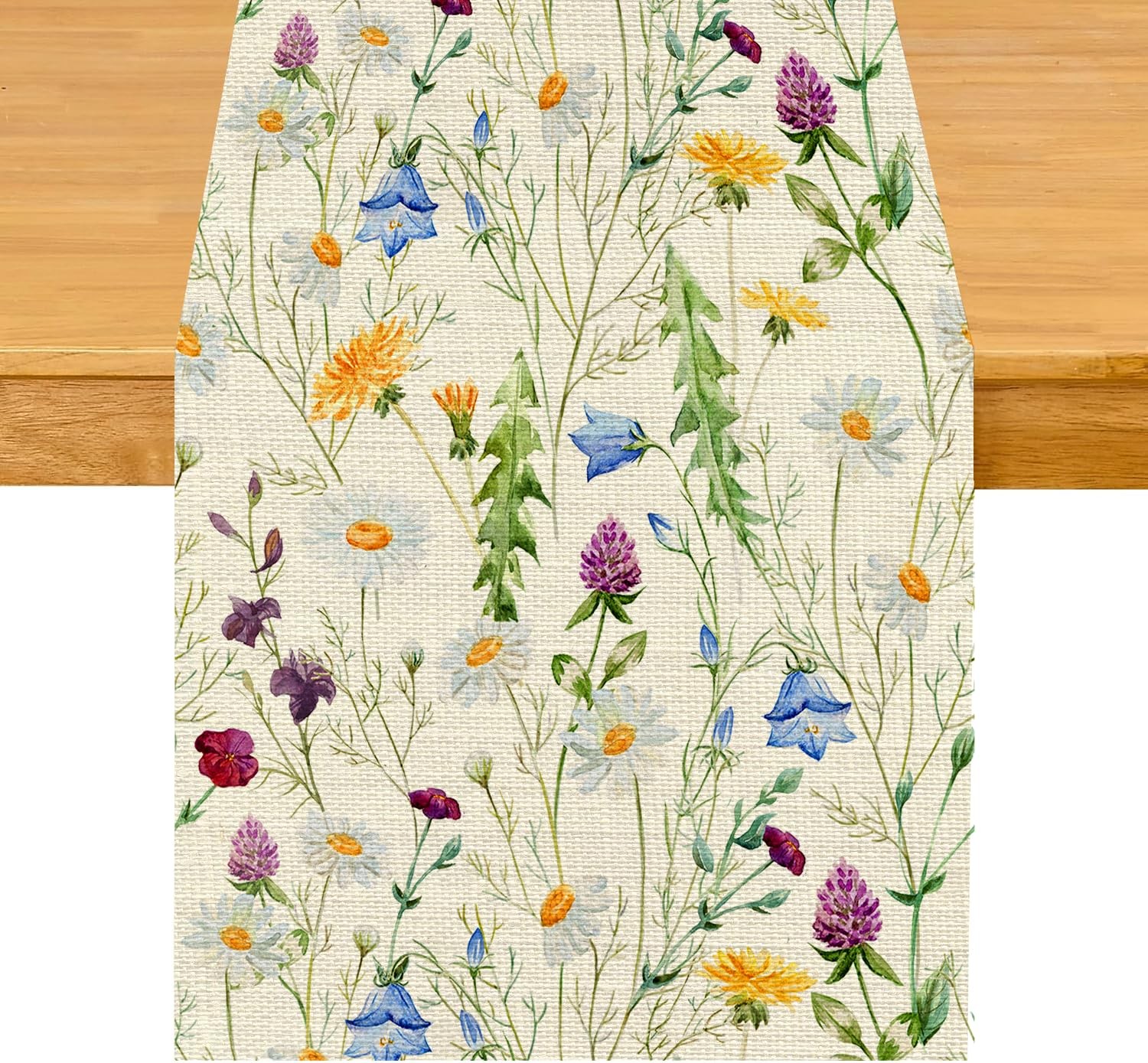 Watercolor Floral Table Runner Summer Washable Kitchen Dining Decor 13x72 Inch gallery