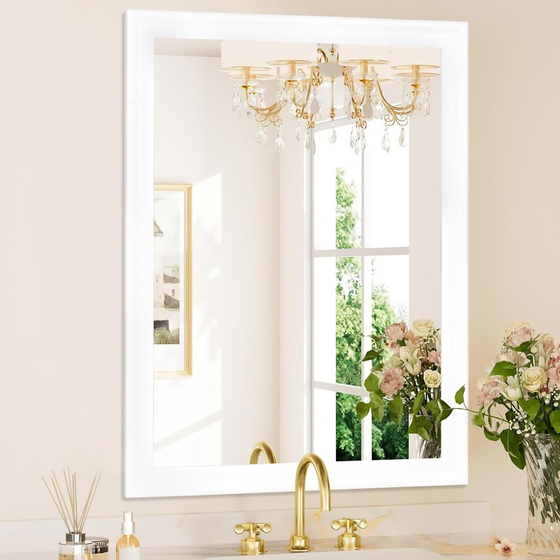 Rectangle Mirrors for Wall 30x40 Inch, White Wood Framed 40"L x 30"W, gallery