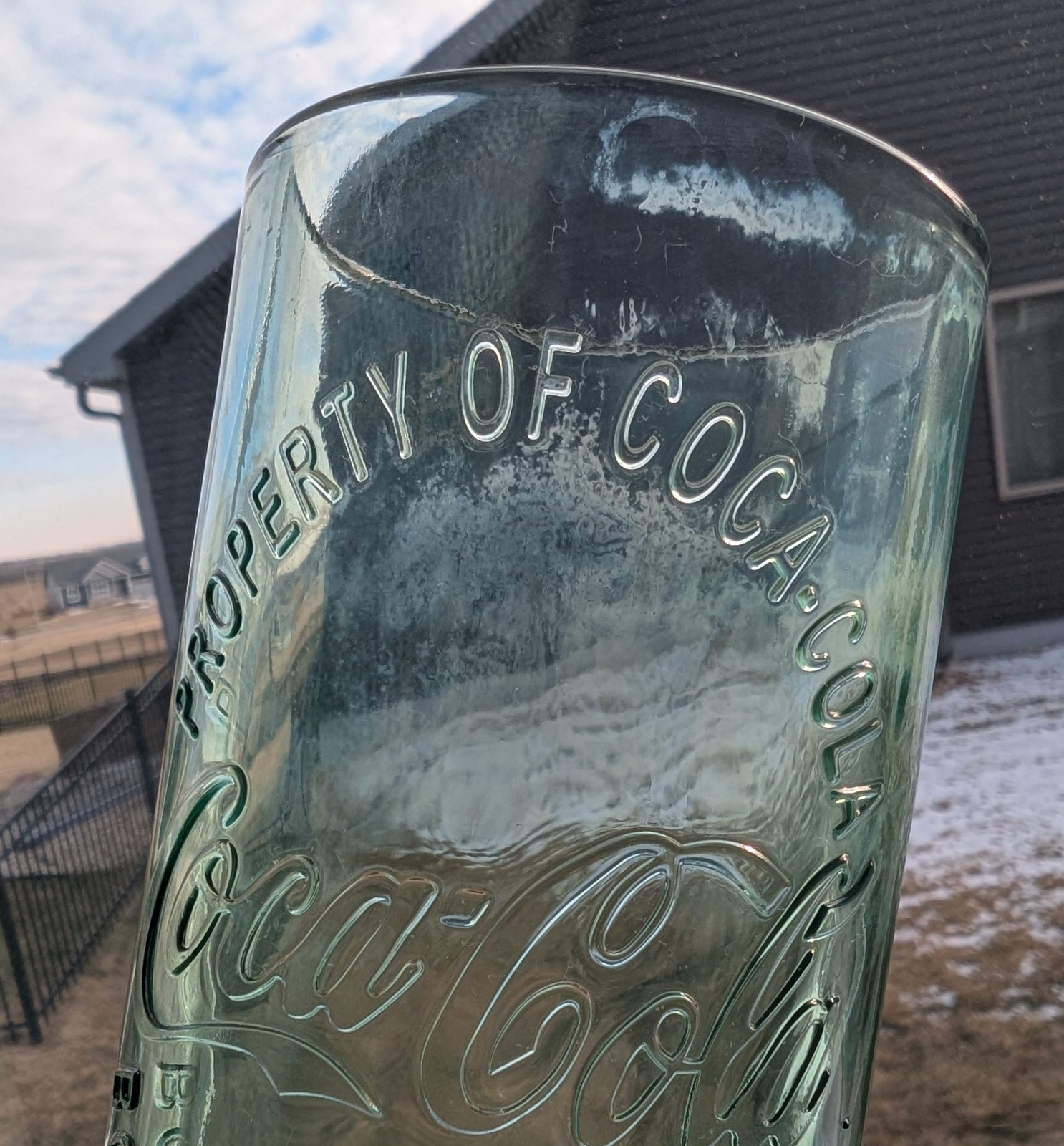 Coca Cola glasses drinkware tall green glass Coke 2009 Atlanta property of set 2 gallery