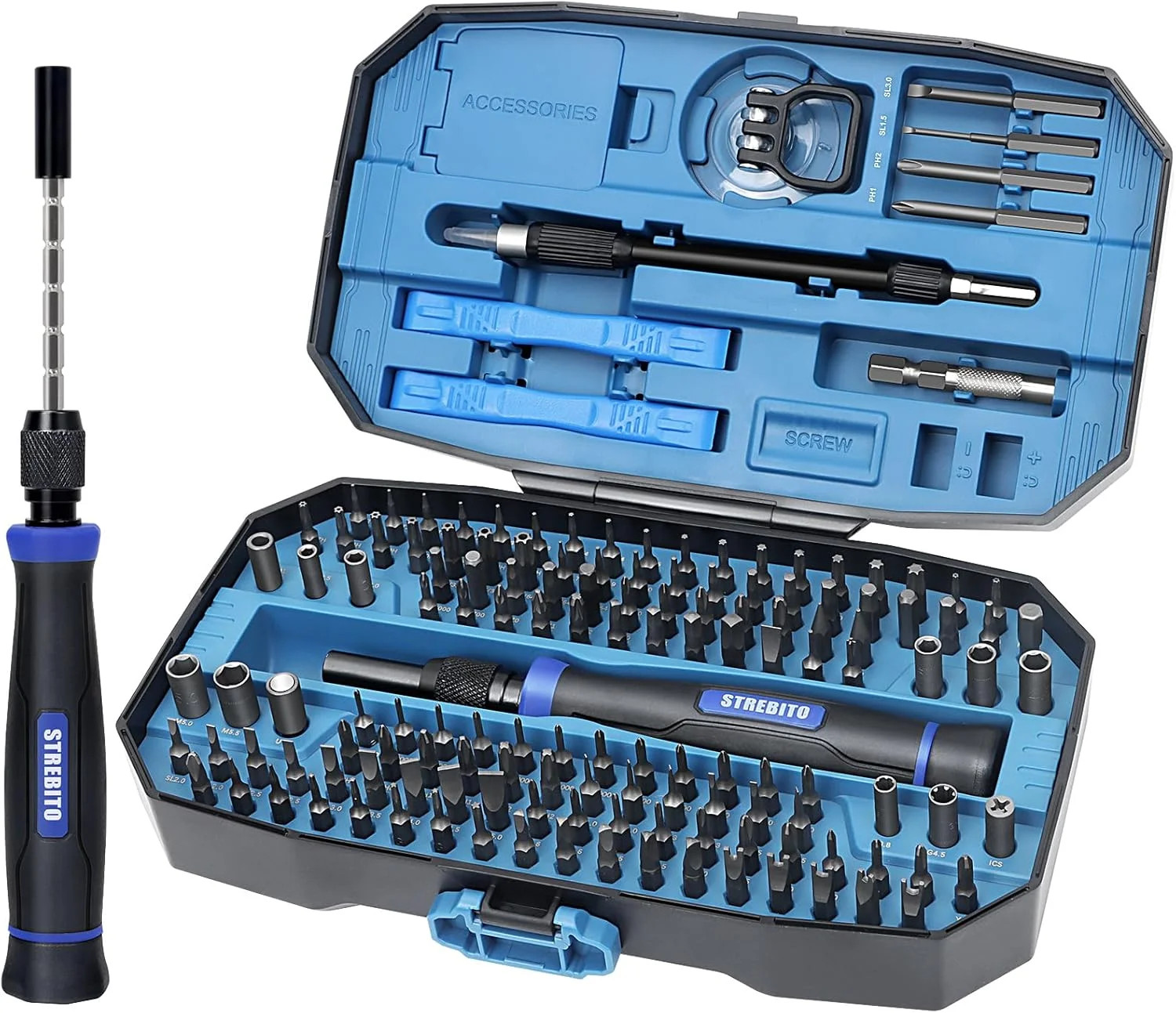 STREBITO Precision Screwdriver Set 153 in 1 Small Magnetic Screwdriver Set with gallery