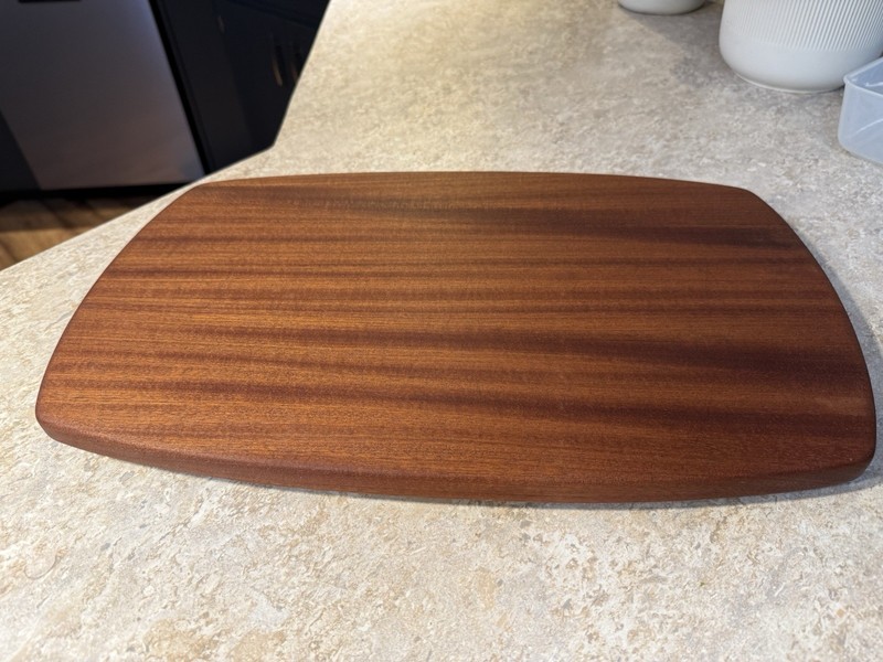 Handmade Medium Brown Wood Rectangular Cutting Board With Feet gallery