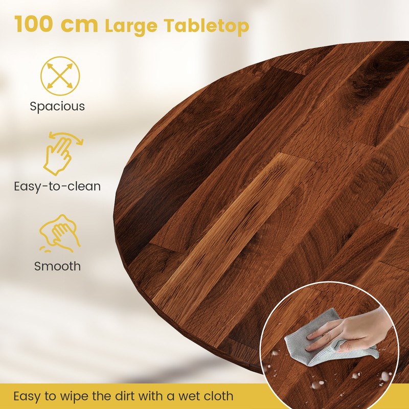 Wooden Dining Table Rustic Dining Table w/ Round Tabletop & Curved Trestle Legs gallery
