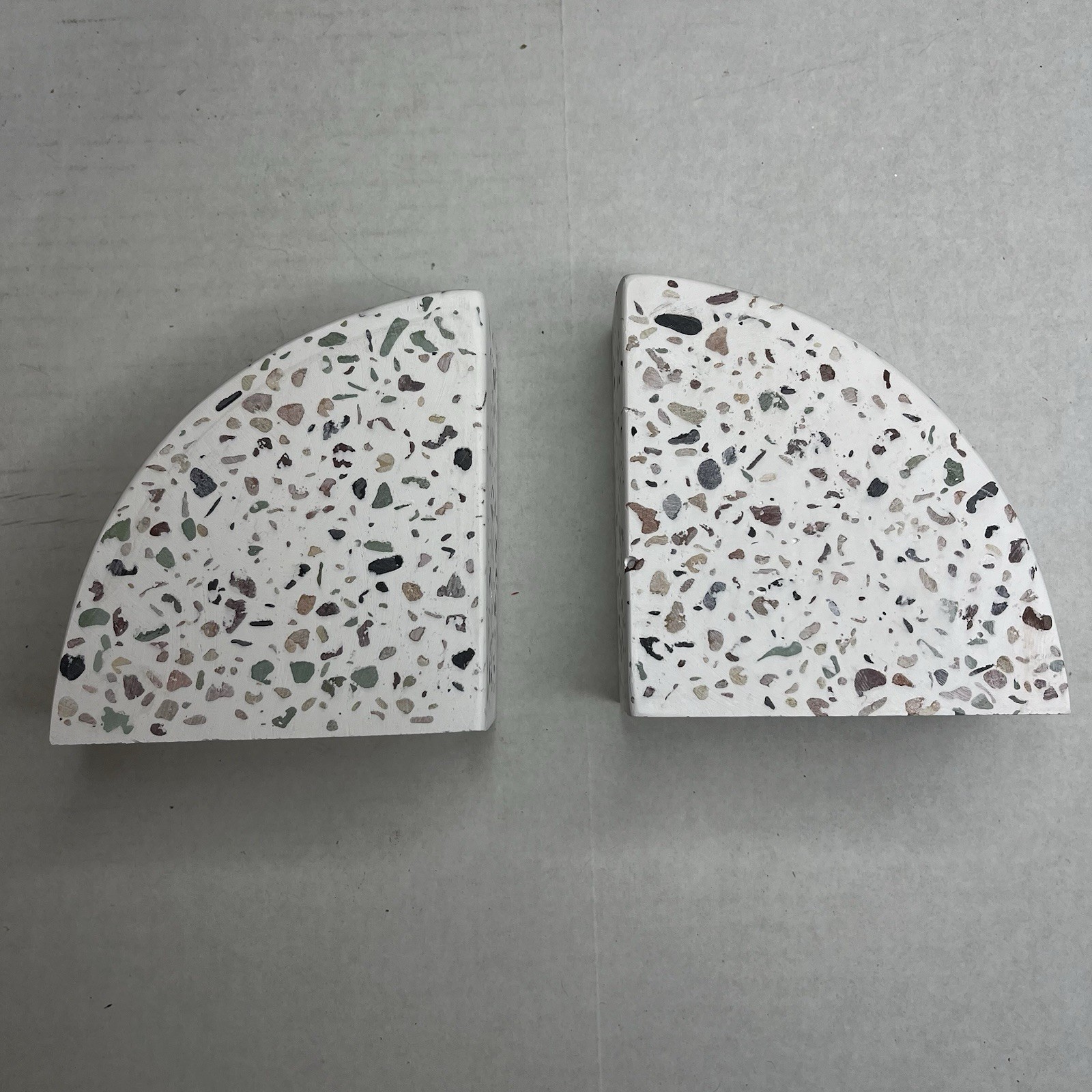 Terrazzo Cement Arched Bookends Table Accent Decor NIB gallery