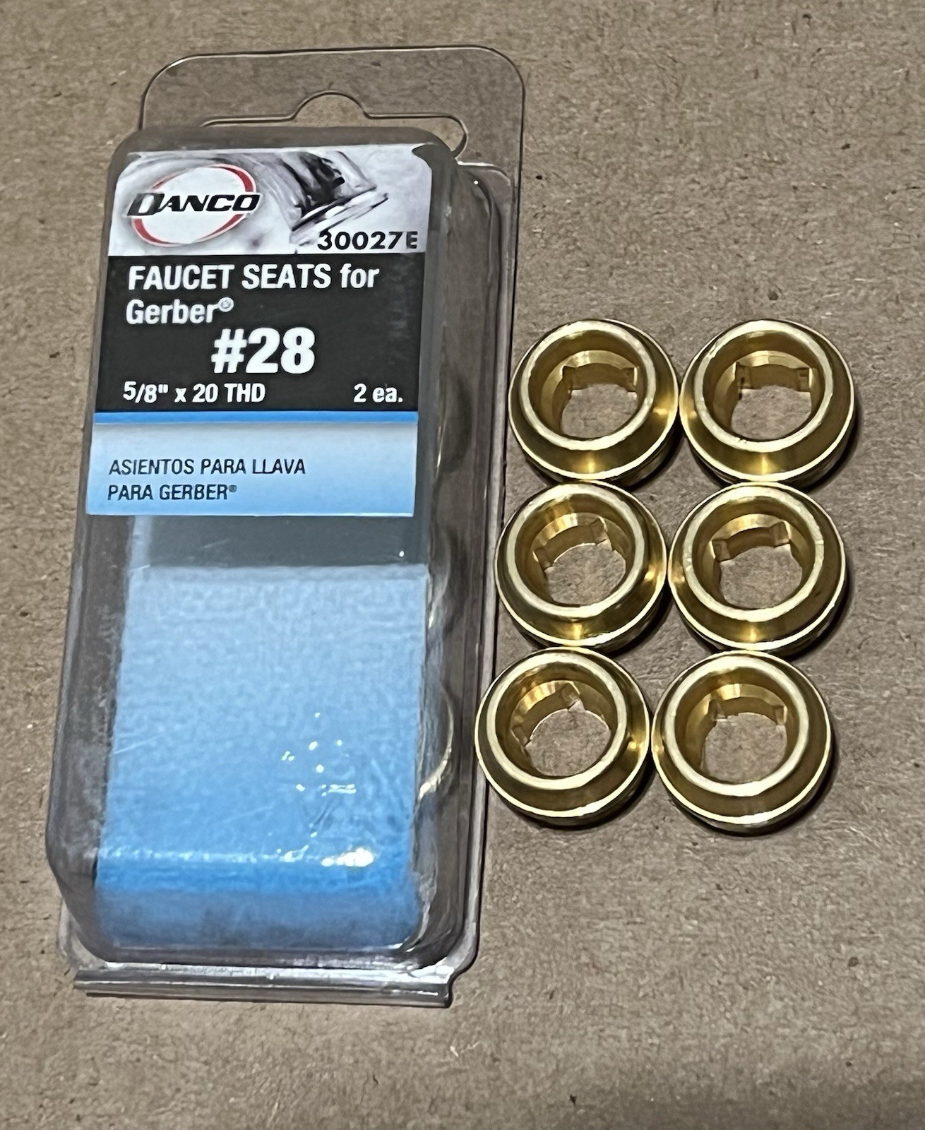 Danco #28 Gerber 5/8 In. x 20 Thread Size Faucet Brass Bibb Seat 30027E 6-Pack gallery