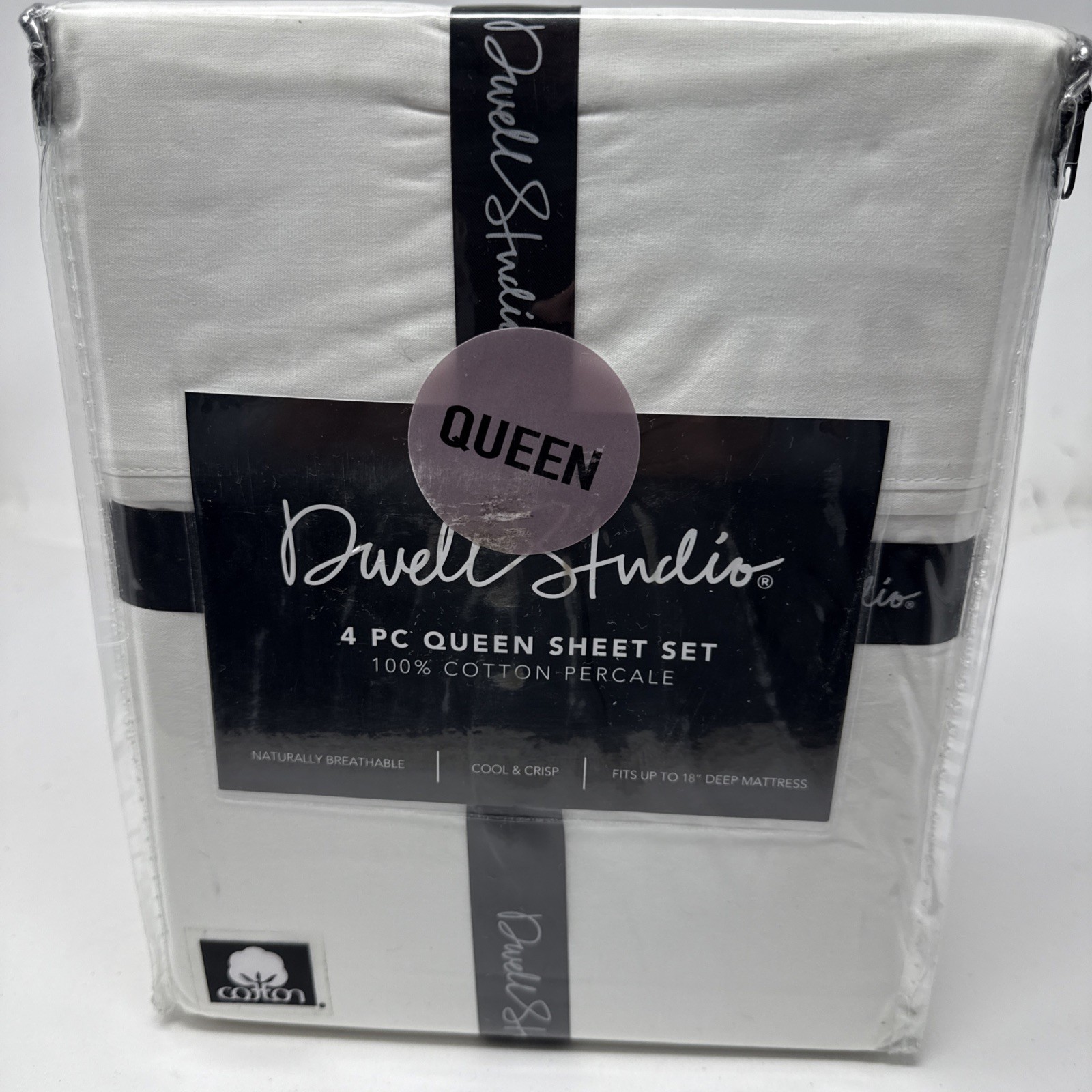 Dwell Studio 4 Piece Solid White Queen Sheet Set - 100% Cotton Percale gallery
