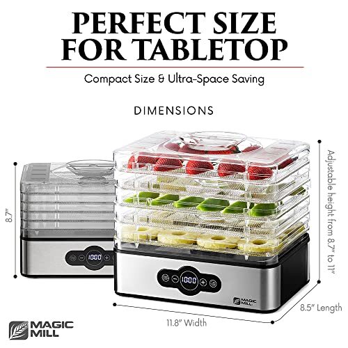 Magic Mill Food Dehydrator Machine 5 Stackable Stainless Steel Trays Jerky Dryer gallery