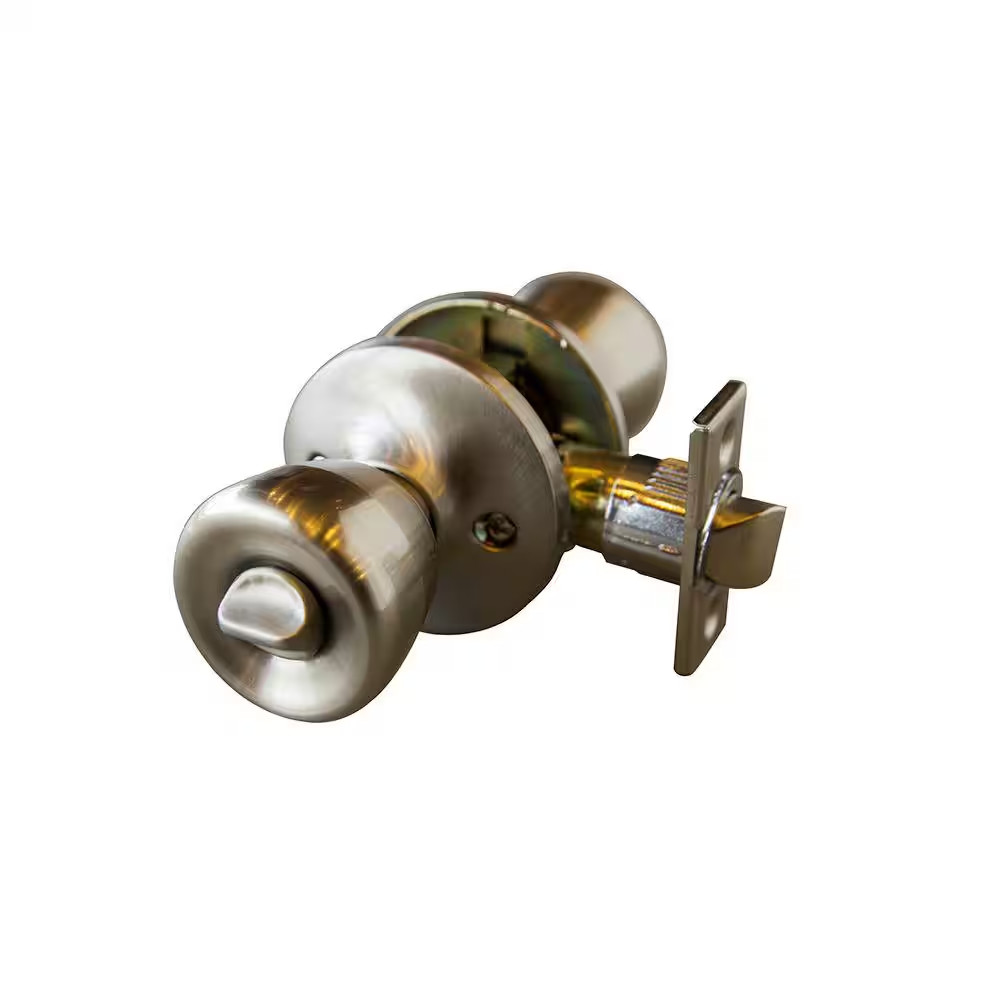 Terrace Satin Nickel Privacy Bed/Bath Door Knob with Universal 6-Way Latch gallery
