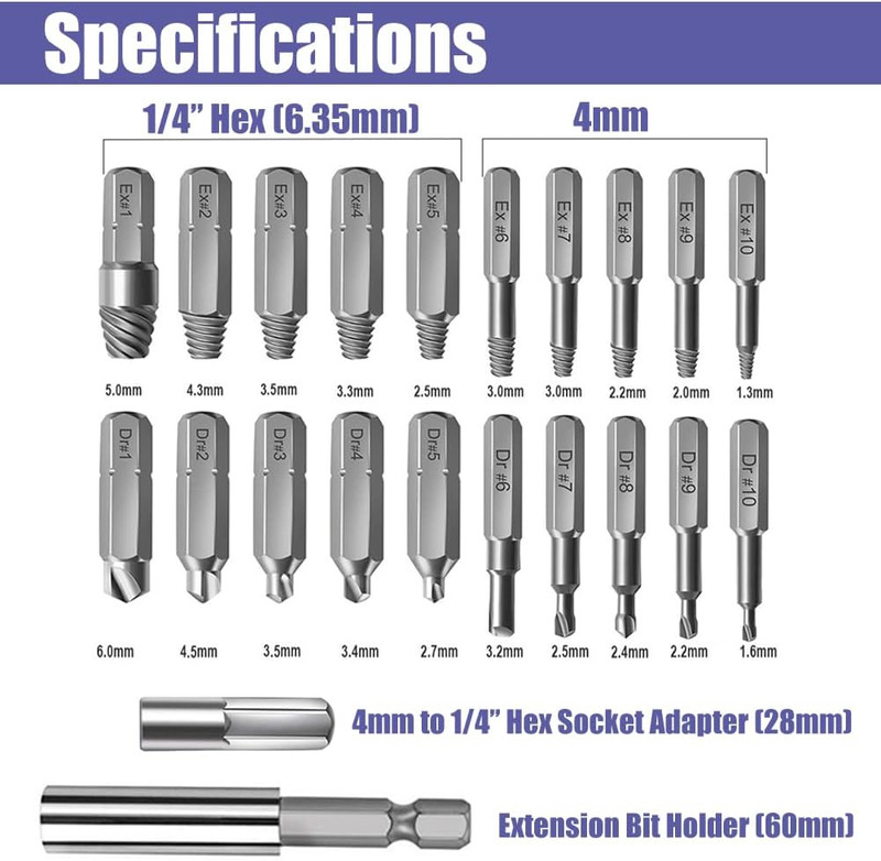 22Pcs Mini Damaged Screw Extractor Kit Small Stripped Screws Remover Easy Out Br gallery