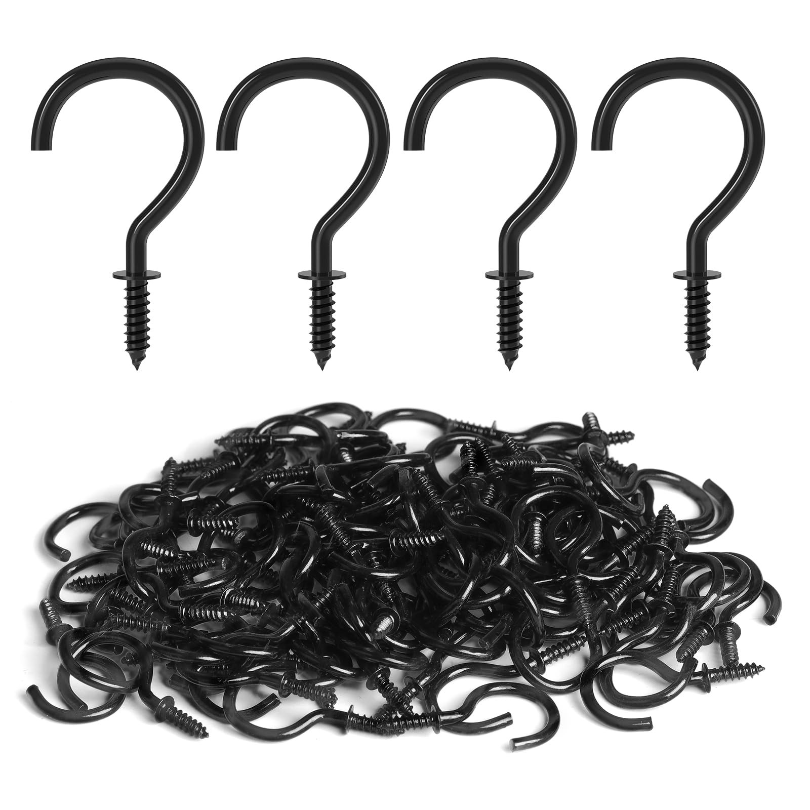 RELBRO Screw Hooks, 1 Inch Metal Screw in Cup Hooks, Black, 100 Pcs gallery