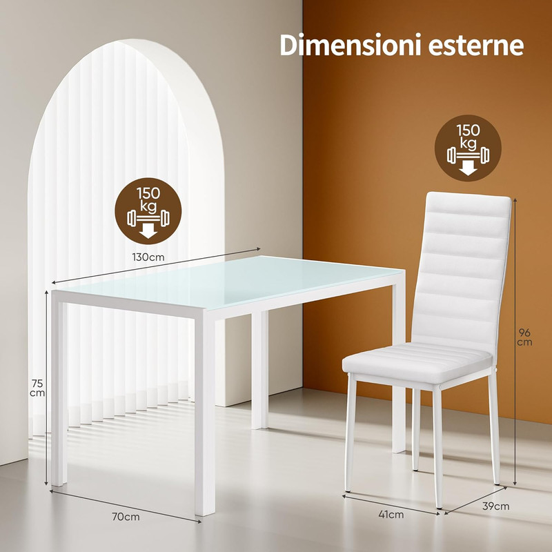 Bealife Kitchen Dining Table Set for 6, Tempered Glass 7 Piece Table and Chairs gallery