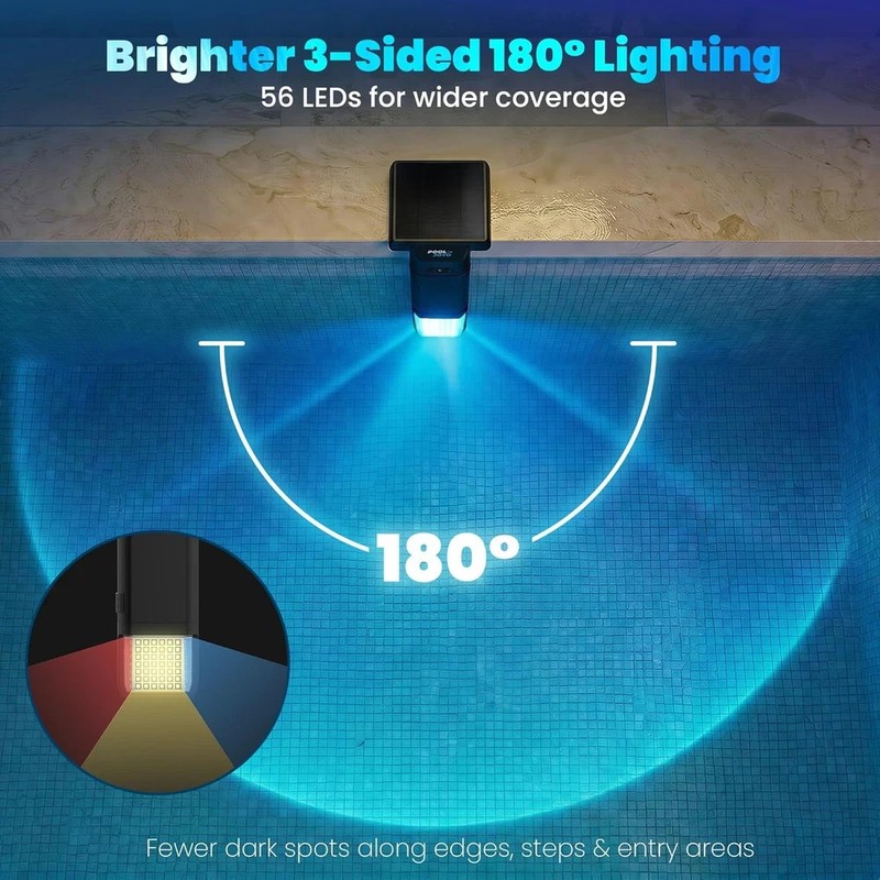 Solar Pool Lights Only for Inground Pools with Remote, 56 Leds Brighter 3-Sided gallery