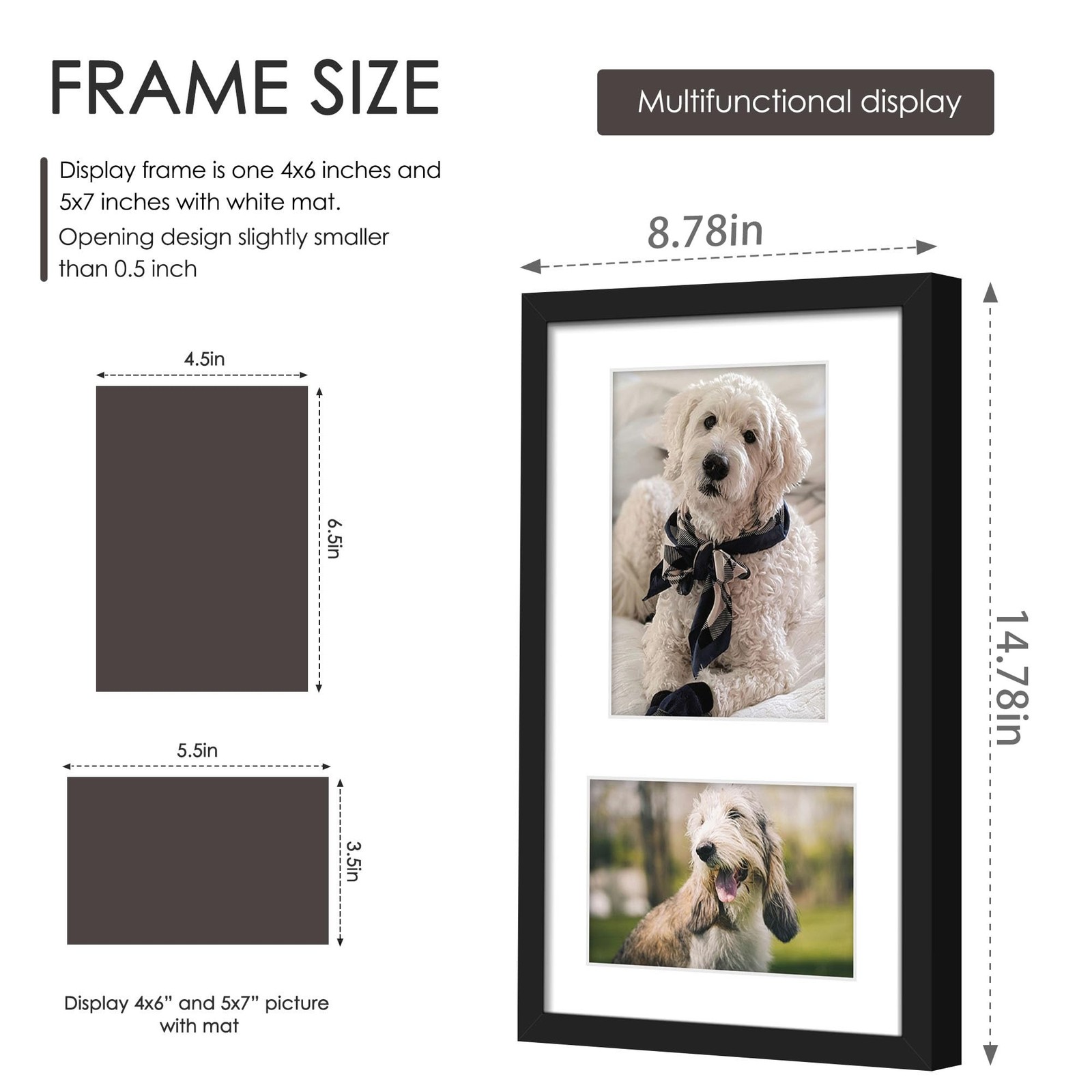 8x14 Picture Frame Collage Display 4x6 and 5x7 Photos for Available Horizonta... gallery
