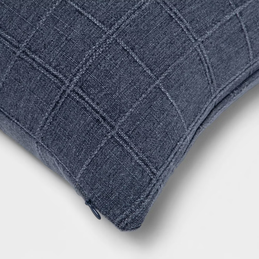 Oversized Woven Windowpane Square Throw Pillow Blue - Threshold gallery