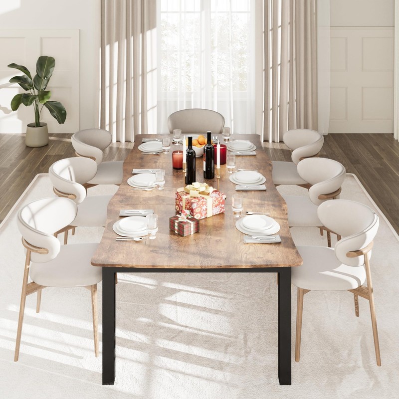 71/79'' Rectangular MDF Top 15mm Thick Irregular Edge Dining Table for Kitchen gallery