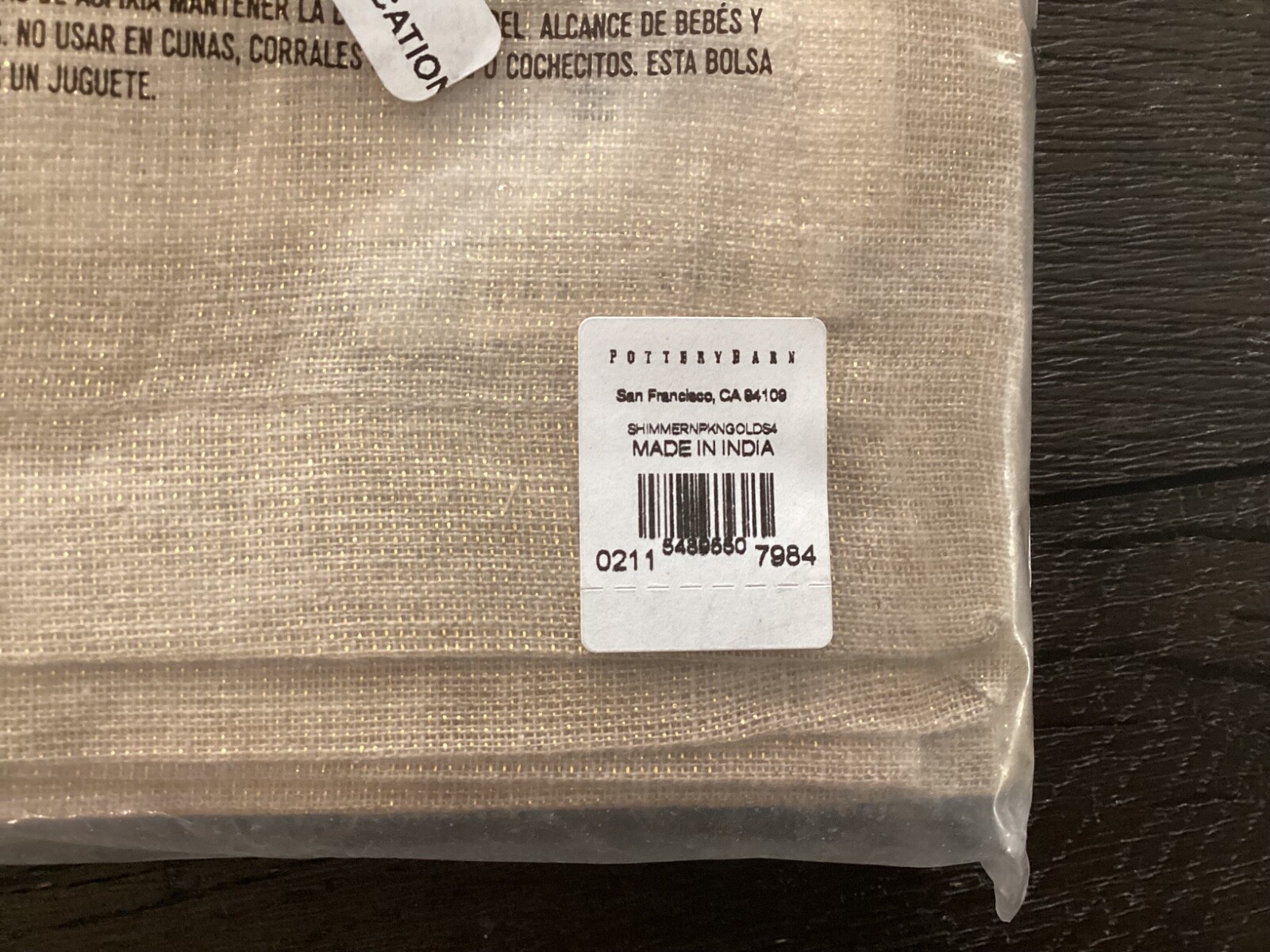 Set/4 Pottery Barn Shimmer Napkins GOLD 20" x 20" Linen Metallic Polyester Blend gallery